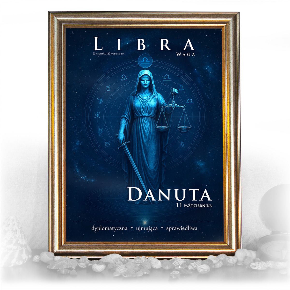 zdjęcie: znak zodiaku - 06 plakat w złotej ramie - mistyczny