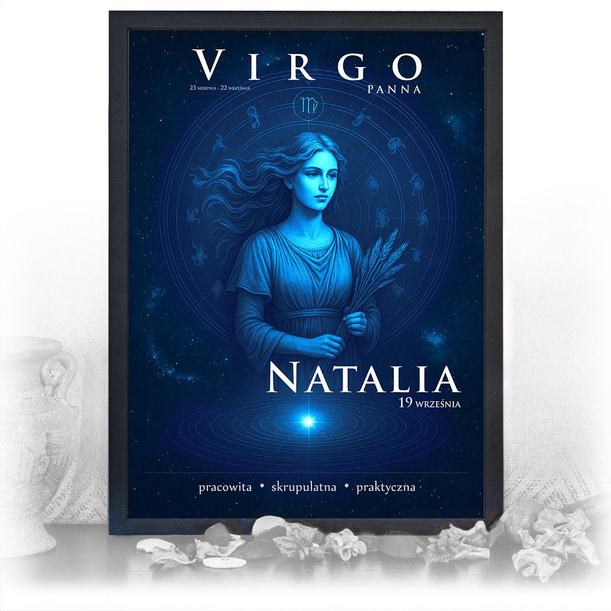 zdjęcie: znak zodiaku - 06 plakat w czarnej ramie - mistyczny
