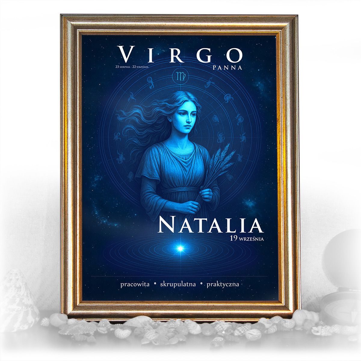 zdjęcie: znak zodiaku - 06 plakat w złotej ramie - mistyczny