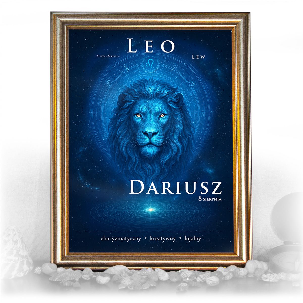 zdjęcie: znak zodiaku - 06 plakat w złotej ramie - mistyczny