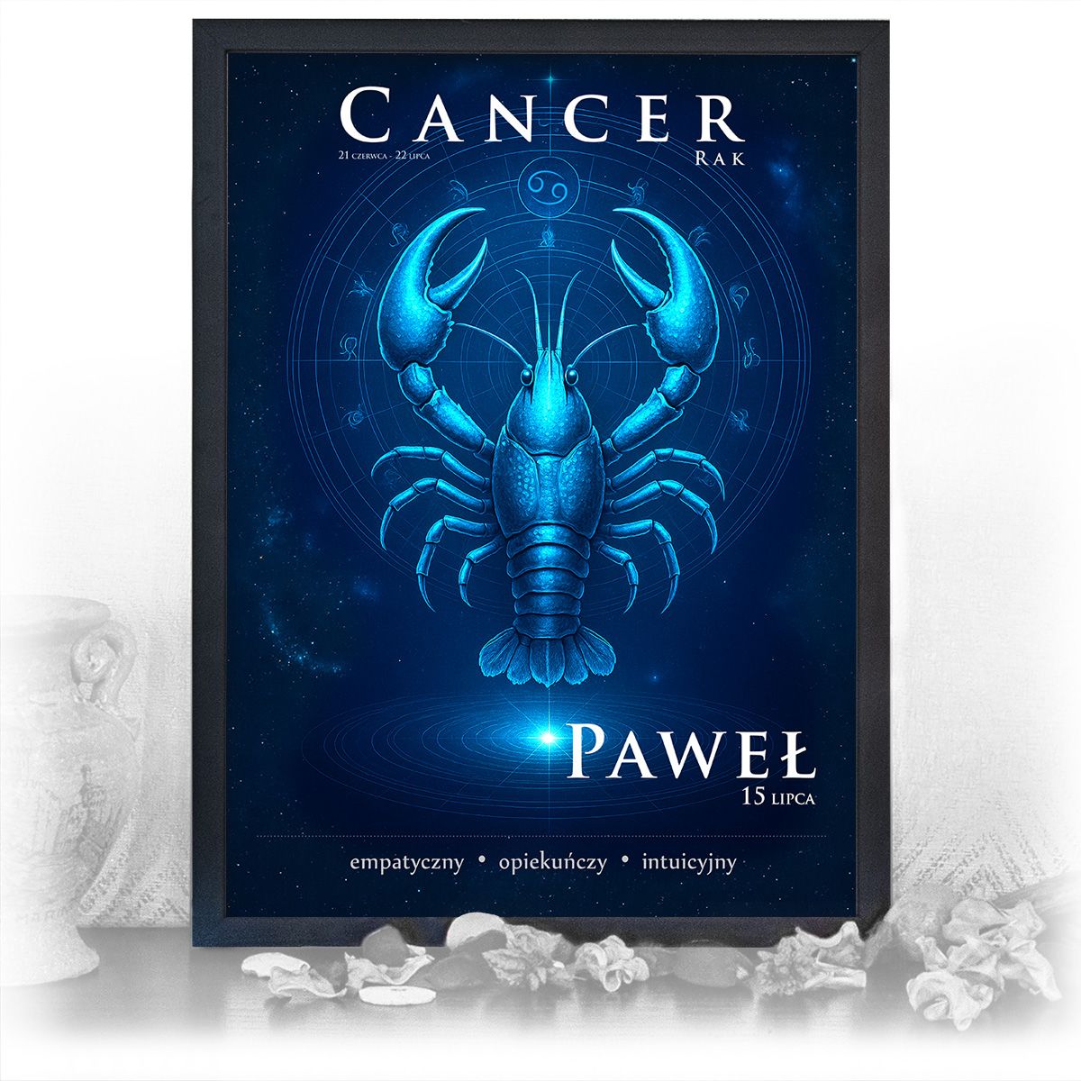 zdjęcie: znak zodiaku - 06 plakat w czarnej ramie - mistyczny