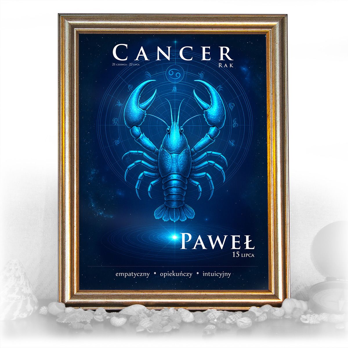 zdjęcie: znak zodiaku - 06 plakat w złotej ramie - mistyczny