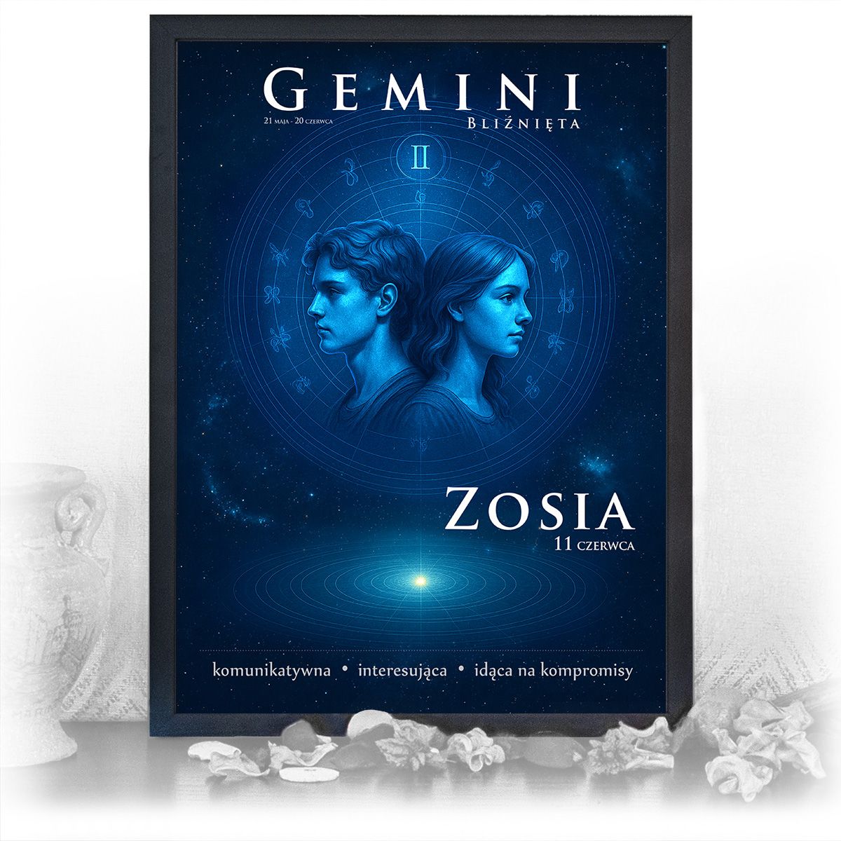 zdjęcie: znak zodiaku - 06 plakat w czarnej ramie - mistyczny