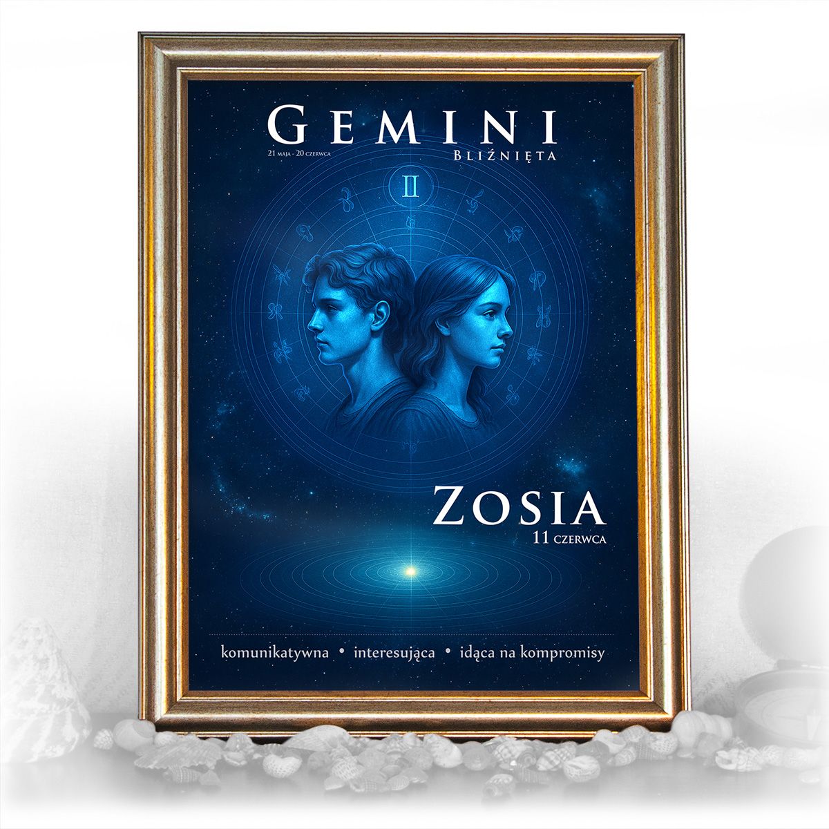 zdjęcie: znak zodiaku - 06 plakat w złotej ramie - mistyczny