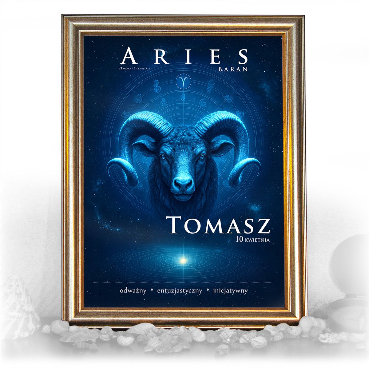 zdjęcie: znak zodiaku - 06 plakat w złotej ramie - mistyczny